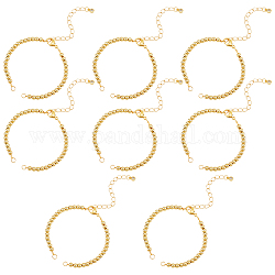 NBEADS 8 Strands Adjustable Bracelet Chain, Brass Round Beaded Half-Finished Adjustable Bracelets Extender Chain Golden Stainless Steel Link Bracelets for Jewellery Making DIY Findings