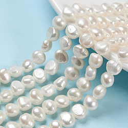 Fili di perle di perle d'acqua dolce coltivate naturali, due lati lucido, ovale, colore conchiglia, 7~8x8~9x6mm, Foro: 0.5 mm, circa 22pcs/filo, 6.93 pollice