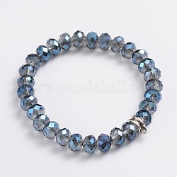 Perle di vetro Placchi allungano i braccialetti, con i risultati della lega d'argento d'epoca, blu, 60mm