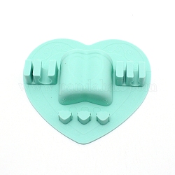Силиконовый органайзер для кистей для макияжа, щеткодержатель для воздушной сушки, сердце, аквамарин, 12.2x12.9x2.6 см, отверстие : 25x51 мм