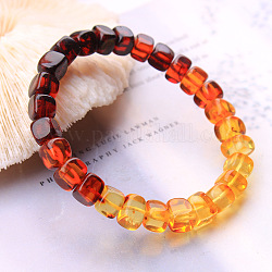 Bracelets extensibles en ambre naturel cube pour femmes, largeur : 0.75~0.8 cm, diamètre intérieur: 2 pouce (5 cm)