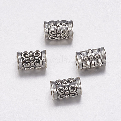 Spalte tibetischen Stil Legierung Perlen, Bleifrei und cadmium frei, Antik Silber Farbe, ca. 5 mm breit, 7.3 mm lang, Bohrung: ca. 2.2 mm