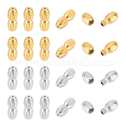 Unicraftale 10Pcs 2 Colors 304 Stainless Steel Screw Clasps, Oval, Golden & Stainless Steel Color, 12x5mm, Hole: 0.7mm, 5pcs/color
