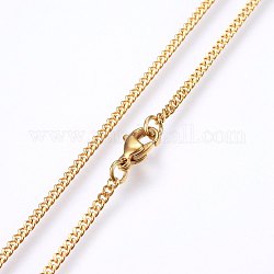 Collares de cadena de bordillo de 304 acero inoxidable, con cierre de langosta, dorado, 17.7 pulgada (45 cm), 2x0.5mm