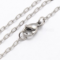 Trendy Unisex 304 Stainless Steel Cable Chain Necklaces, with Lobster Clasps, Stainless Steel Color, 17.7 inch(44.9cm)