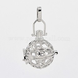 Латунные полые круглые подвески, для ожерелья, платина, 36x25x21 мм, отверстие : 3x8 мм, внутренний диаметр: 18 мм