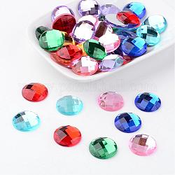 Imitación Taiwan acrílico Diamante de imitación espalda plana cabochons, facetados, medio redondo / cúpula, color mezclado, 18x5mm, 200 unidades / bolsa