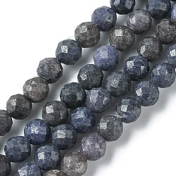 Chapelets de perles en saphir naturel, facette, ronde, 5~5.5mm, Trou: 1mm, Environ 68~69 pcs/chapelet, 14.96~15.12 pouce (38~38.4 cm)
