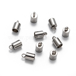 304 Stainless Steel Cord Ends, Stainless Steel Color, 8.7x5mm, Hole: 1.7mm, 4mm Inner Diameter