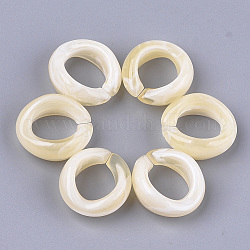 Acrylic Linking Rings, Quick Link Connectors, For Jewelry Chains Making, Imitation Gemstone Style, Ring, Wheat, 19.5x18x8mm, Hole: 11.5x10.5mm, about 420pcs/500g