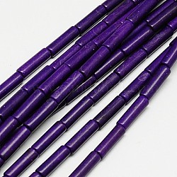 Filo di perline turchesi sintetici, tinto, colonna, indaco, 13x4mm, Foro: 1 mm, circa 32pcs/filo, 16 pollice