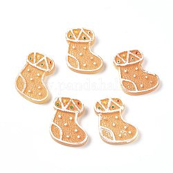 Cabochon decodificati in resina a tema natalizio, per fare gioielli, biscotto a forma di stivale, cibo imitazione, arancione, 26x26x5mm