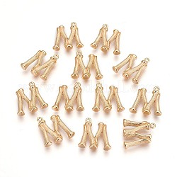 Brass Pendants, Long-Lasting Plated, Real 18K Gold Plated, Nickel Free, Letter, Letter.M, 18x18x4mm, Hole: 1.2mm