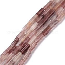 Природного кварца клубники нитей бисера, колонка, 13x4 мм, отверстие : 1.4 мм, около 28 шт / нитка, 15.20'' (38.6~39.1 см)