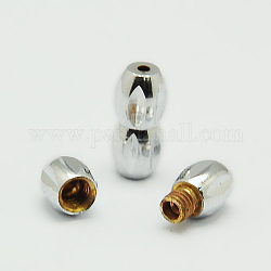 Cierres de tornillo de cobre para collares, barril, Platino, 11x5mm, agujero: 1 mm