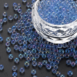 Diy 3 d clavo de la decoración del arte mini abalorios de cristal, diminutas cuentas de uñas caviar, color de ab chapado, redondo, azul aciano, 3.5mm, aproximamente 450 g / bolsa