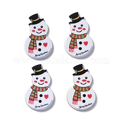 Christmas Style Printed Acrylic Cabochons, Snowman, 37x22x2mm