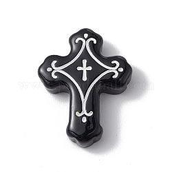 Cabochon in resina opaca a tema halloween, nero, modello di croce, 26.5x21x5.5mm