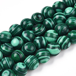 Chapelets de perles en malachite synthétique, ronde, 6~6.5mm, Trou: 1mm, Environ 63 pcs/chapelet, 15.5 pouce