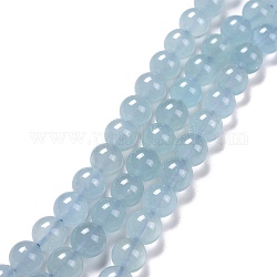 Natürliche Aquamarin Perlen Stränge, Runde, 8 mm, Bohrung: 1 mm, ca. 47 Stk. / Strang, 15.7 Zoll (40 cm)