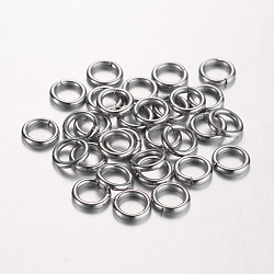 304 Edelstahl Ringe springen, offene Ringe springen, Ring, Edelstahl Farbe, 18 Gauge, 5.5x1 mm, Innendurchmesser: 3.5 mm, ca. 625 Stk. / 50 g