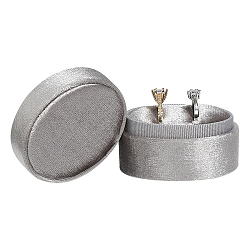 GORGECRAFT Wedding Ring Box Velvet Round Ring Bearer Box Double Slots Wedding Engagement Heirlooms Vintage Proposal Display Holder Jewelry Storage with Detachable Lid (Gray)