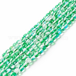 Chapelets de perles en pierre de lune synthétique, ronde, vert printemps moyen, 6mm, Trou: 0.8mm, Environ 63 pcs/chapelet, 14.57''~15.55'' (37~39.5 cm)
