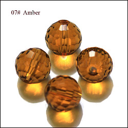 Perles d'imitation cristal autrichien, grade AAA, facette, ronde, Sienna, 6mm, Trou: 0.7~0.9mm