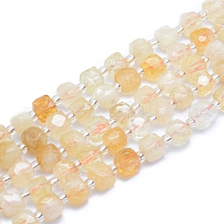 Natural Citrine Beads Strands, Faceted, Cube, Alice Blue, 9~10.5x9~10.5x9~10.5mm, Hole: 1mm, about 32pcs/strand, 15.55 inch(39.5cm)