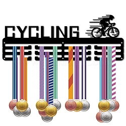 Support de mur d'affichage de support de cintre de médaille de fer de mode, 3 ligne, avec des vis, noir, cyclisme, véhicule, 150x400x1.5mm