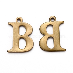 304 Edelstahl Alphabet Charme Edelstahl, Antik Bronze, letter.b, 12x8x1 mm, Bohrung: 1 mm