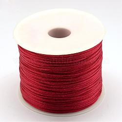 Hilo de nylon, Cordón de satén de cola de rata, de color rojo oscuro, 1.5mm, Aproximadamente 100 yardas / rollo (300 pies / rollo)