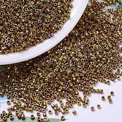 Perles miyuki delica, cylindre, Perles de rocaille japonais, 11/0, (db0501) or iris, 1.3x1.6mm, Trou: 0.8mm, environ 2000 pcs/10 g