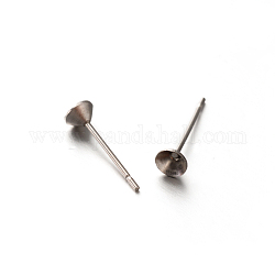 304 Stainless Steel Post Stud Earring Settings for Pointed Back Xilion Rivoli Rhinestone, Stainless Steel Color, 4mm, Pin: 0.6mm, Fit for 4mm Rhinestone