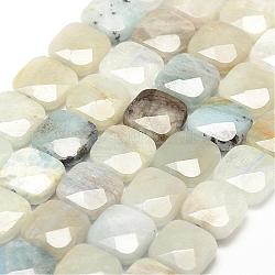 Chapelets de perles en aigue-marine naturelle, carrée, 12x12x4.5mm, Trou: 1mm, Environ 33 pcs/chapelet, 15.3 pouce (39 cm)