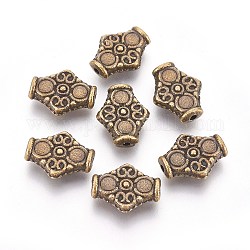 Tibetischer stil legierung perlen, Cadmiumfrei und Nickel frei und Bleifrei, Rhombus, Antik Bronze Farbe, ca. 15 mm lang, 12.5 breit, 4.5 mm dick, Bohrung: 1.5 mm