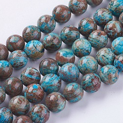Fili di perline gemstone, chrysocolla naturale, tinti e riscaldato, tondo, misura:circa14mm di diametro, circa 28pcs/filo