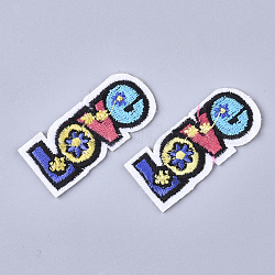 Computerized Embroidery Cloth Iron On Patches, Costume Accessories, Appliques, Word Love, Colorful, 21x49x2mm