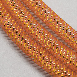 Mesh Tubing, Plastic Net Thread Cord, with Gold Vein, Orange, 16mm, 28 yards/Bundle