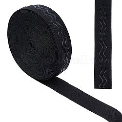 Gorgecraft 10ydsx 1.2 pulgadas negro antideslizante silicona banda elástica cinta ondulada cinta elástica carrete banda ondulada rollo cinta cintura plana para ropa pantalones cortos proyecto