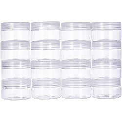 Benecreat 16 paquete de frascos de almacenamiento de limo recipientes de plástico transparentes vacíos de boca ancha con tapas transparentes para hacer limo diy
