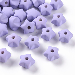 Acrylic Beads, Rubberized Style, Half Drilled, Star, Lilac, 16x17x11mm, Hole: 3.5mm