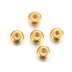 Intercalaire perles en 304 acier inoxydable, plat rond, or, 6x2.5mm, Trou: 1.8mm