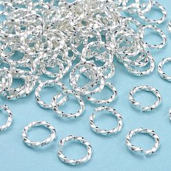 304 anelli di salto in acciaio inox, anelli di salto aperti, ritorto, argento, 8x1.2mm, diametro interno: 5.5~6mm