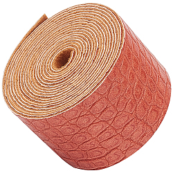 Tela de cuero de pu tela de patrón de cocodrilo, Para zapatos bolsa coser patchwork diy artesanía apliques, tierra de siena, 3.75x0.1 cm, 2 m / rollo