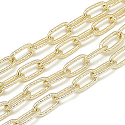 Aluminium Kabelketten, strukturiert, ungeschweißte, Oval, Licht Gold, 16x8x2 mm