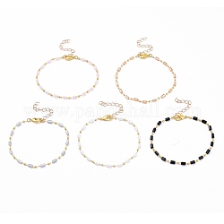 Bracelets en chaîne, avec des chaînes en perles de verre faites à la main et des fermoirs à pince de homard en laiton, sans plomb et sans cadmium, couleur mixte, 7-5/8 pouce (19.4 cm)