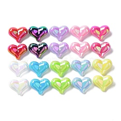 Opaque Acrylic Beads, Imitation Shell Effect, Heart, Mixed Color, 16.5x21x10mm, Hole: 2mm