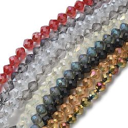 Chapelets de perles en verre transparent électrolytique, mat, toupie avec facettes, couleur mixte, 10x9.5mm, Trou: 1.2mm, Environ 60 pcs/chapelet, 22.76'' (57.8 cm)