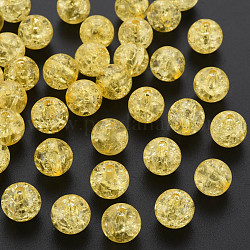 Perline di acrilico trasparente crackle, tondo, oro, 10x9mm, Foro: 2 mm, su 940 pc / 500 g.